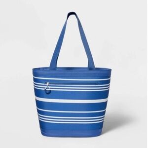 SUN SQUAD Blue and White Striped Canvas Tote NWT
